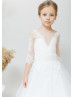 Ivory Lace Tulle Buttons Back Flower Girl Dress Ivory Lace Tulle Buttons Back Flower Girl Dress